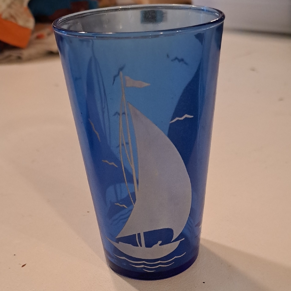 Hazel Atlas Blue Sailboat Depression Glass